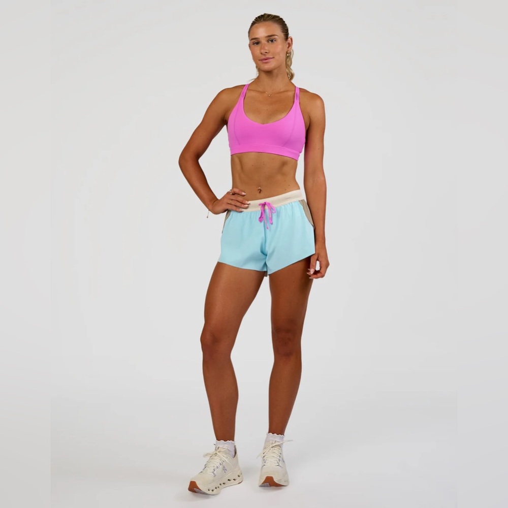 LSKD Accelerate 3" Mid-Rise Running Short Taupe Ash-Glacial Blue XS NWT - Picture 7 of 11